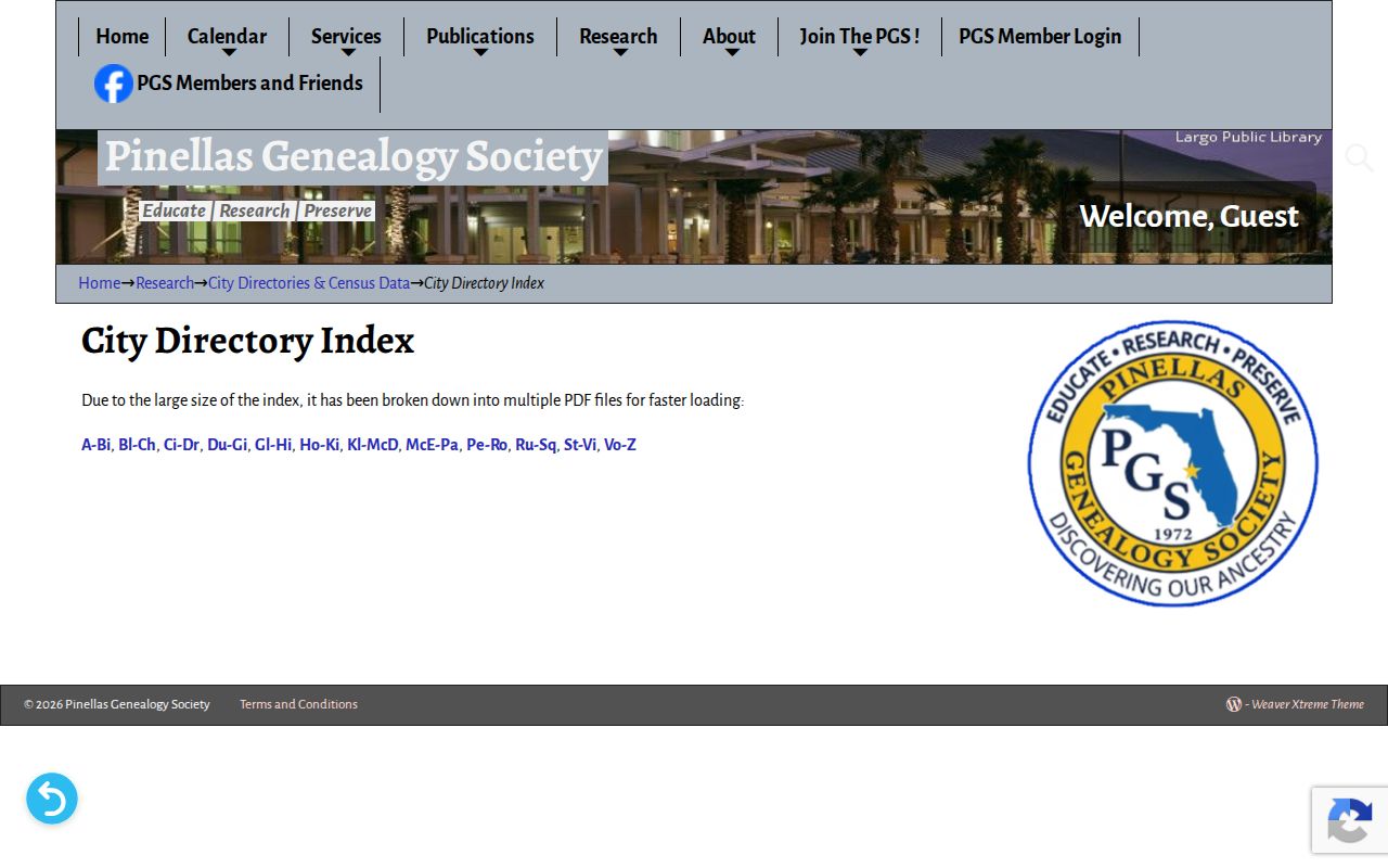 Largo city directories consolidated surname index