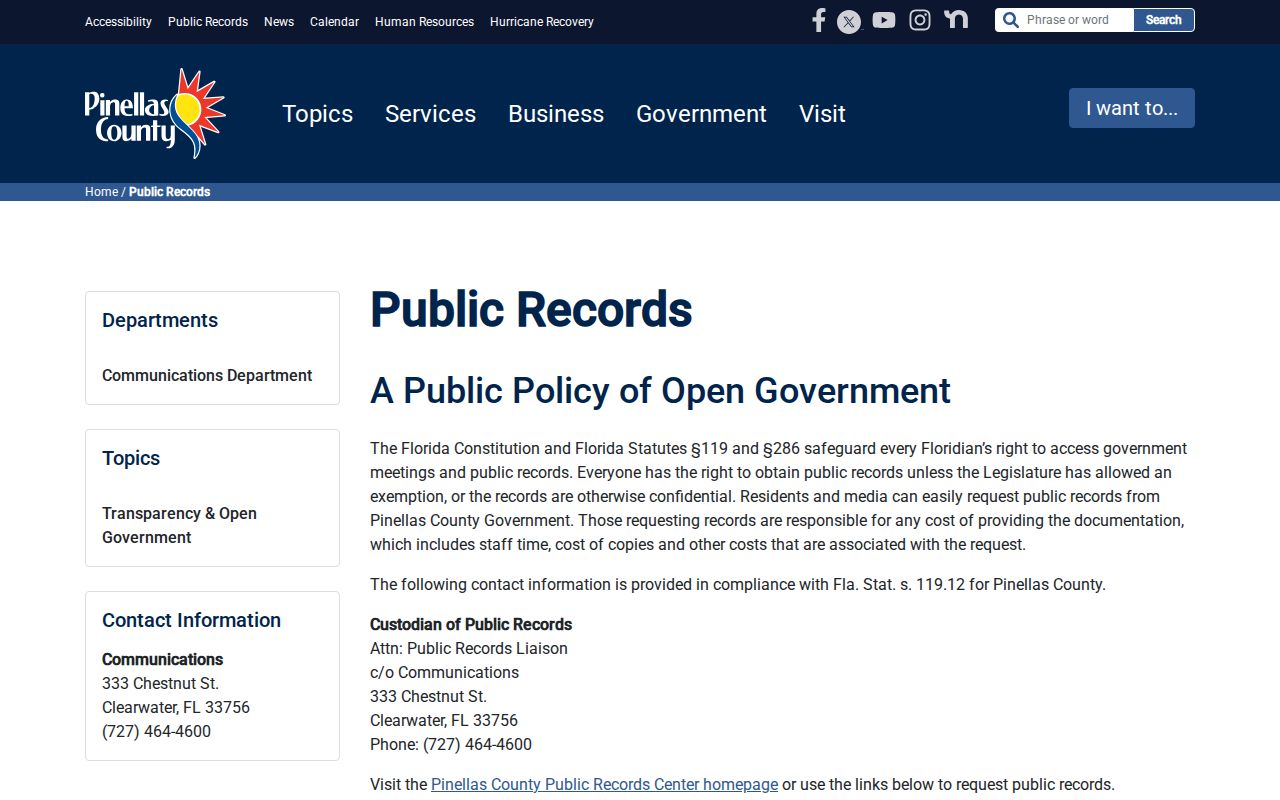 Pinellas public records portal for Largo residents directory research