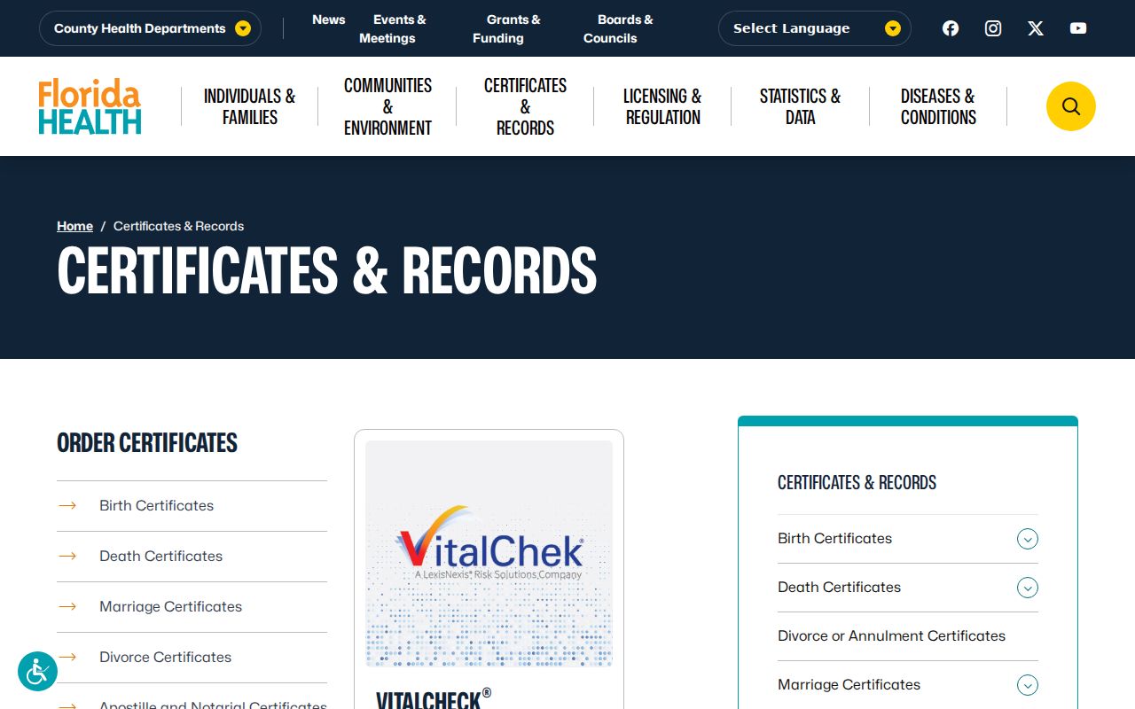 Largo resident lookup through Florida vital records
