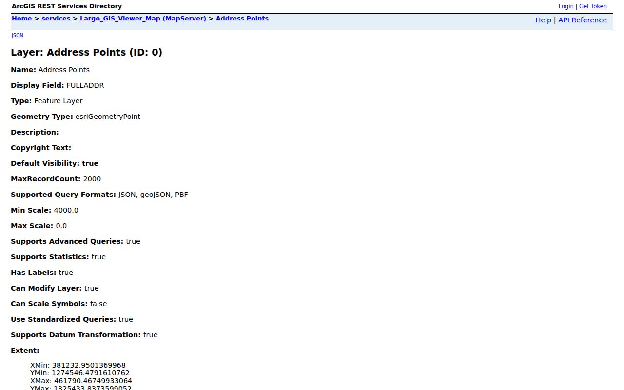 Largo street directory GIS address point layer